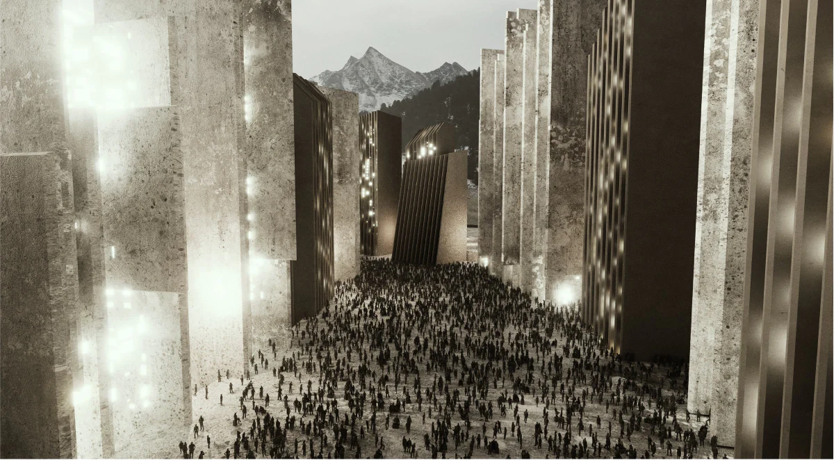 Canyon between the towers
