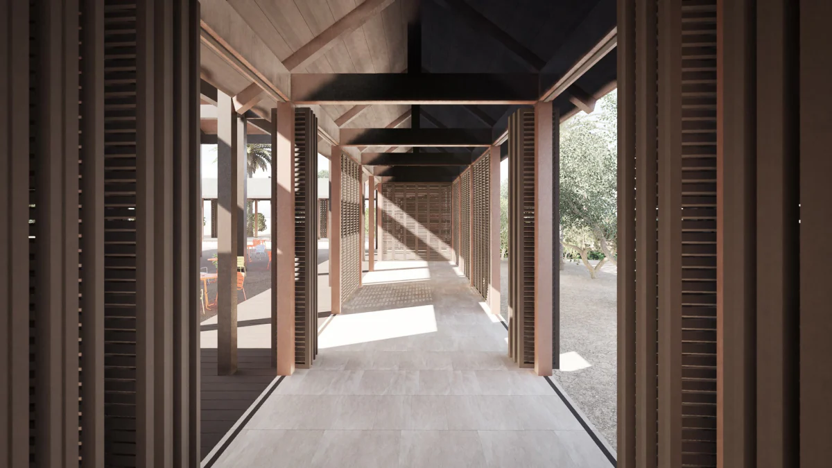 Covered walkway of the factory