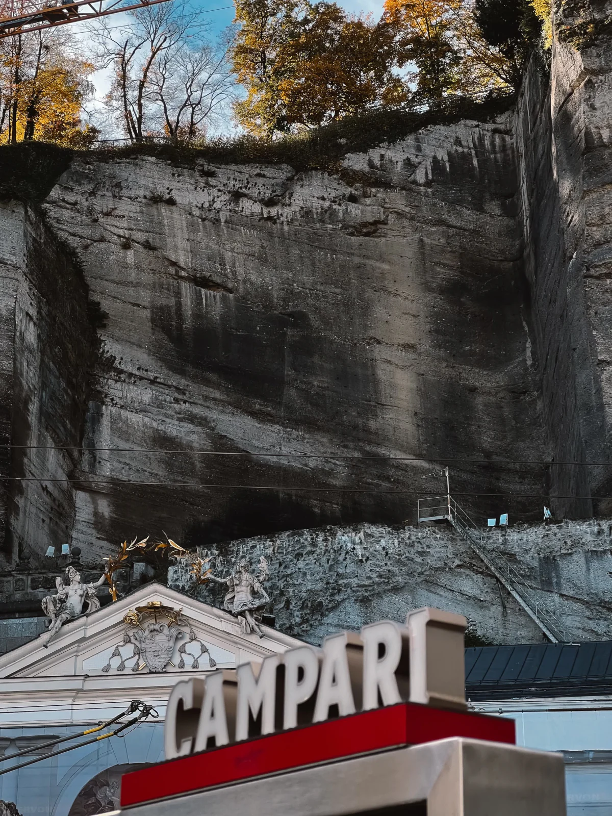 Quarry wall above the Campari sign